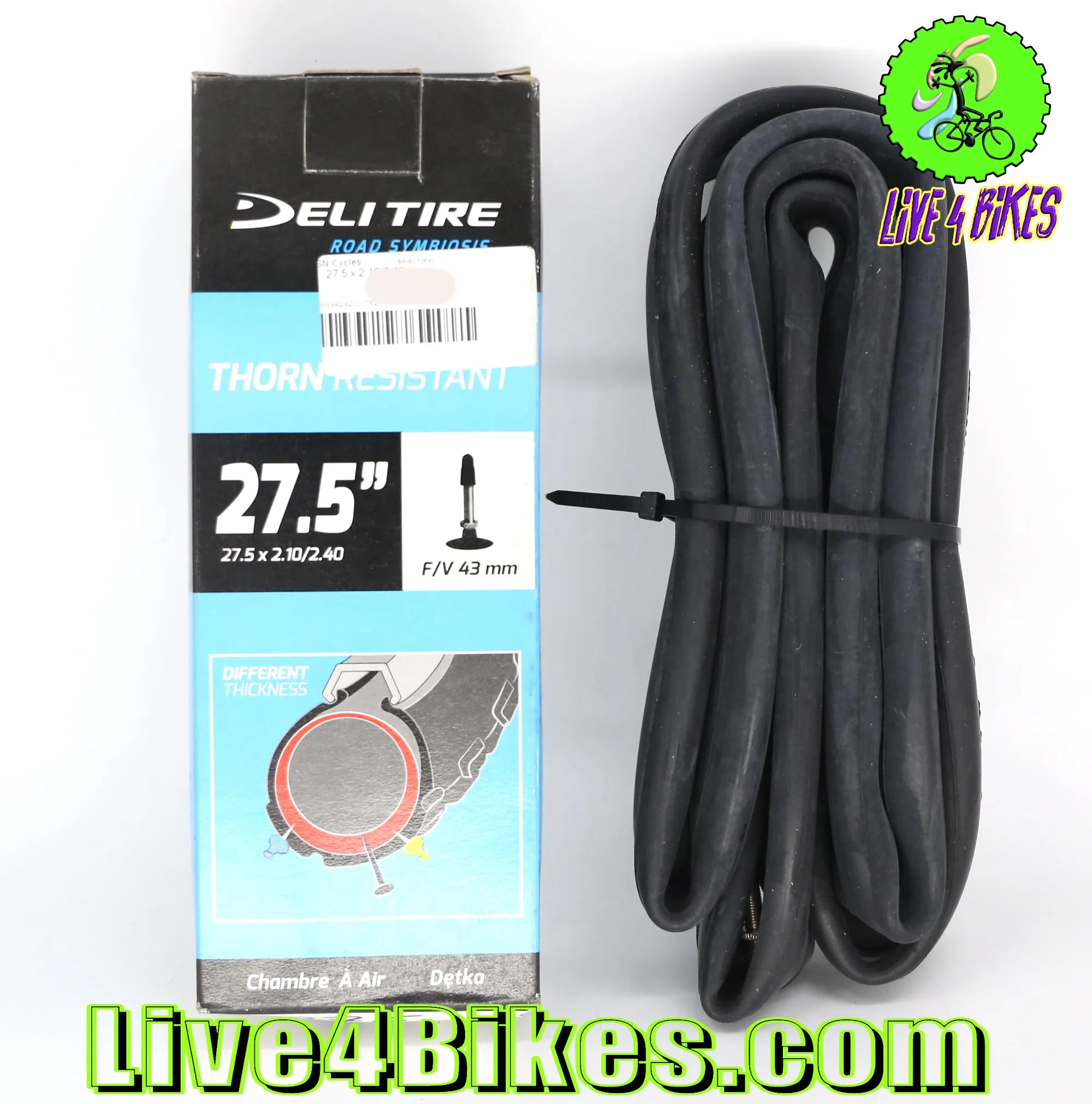 27.5in 27.5X2.10-2.40 Thorn Resistant Heavy Duty Inner Tube Presta Valve FV 43mm Live4Bikes