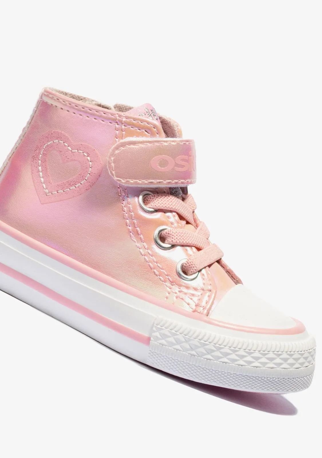 Baby's Pink Patent Leather Heart Hi-Top Sneakers