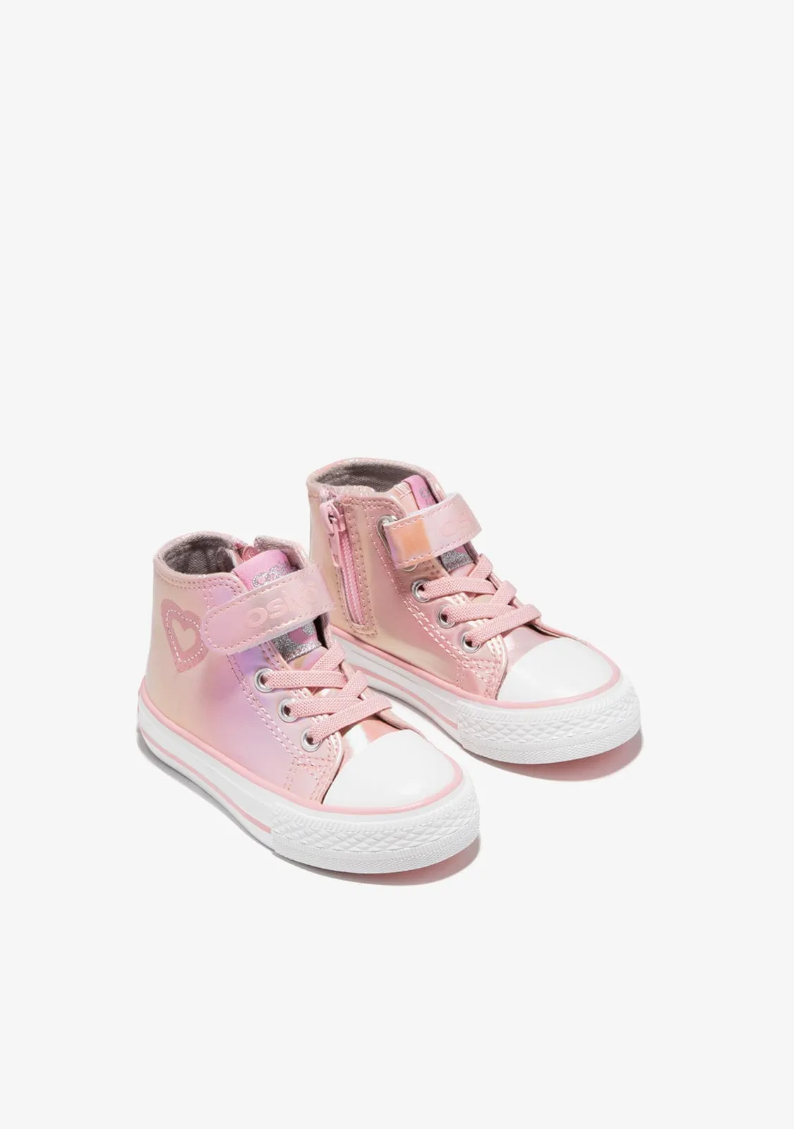 Baby's Pink Patent Leather Heart Hi-Top Sneakers