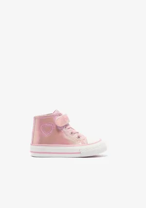 Baby's Pink Patent Leather Heart Hi-Top Sneakers