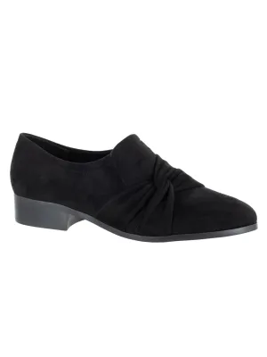 BELLA VITA Womens Black Twisted Detail Padded Comfort Billie Ii Almond Toe Block Heel Slip On Loafers Shoes W