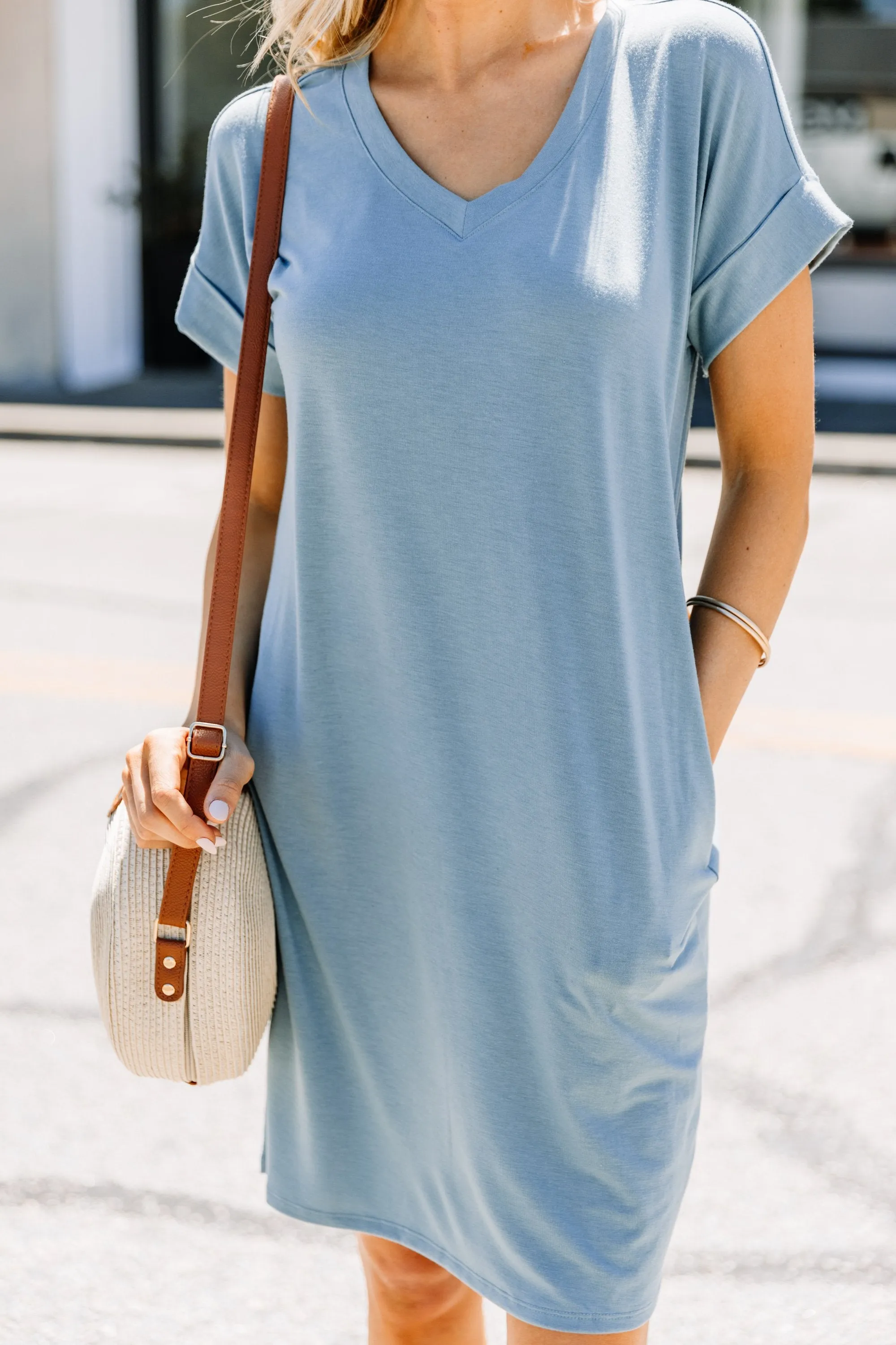 Catch My Drift Blue Gray T-shirt Dress