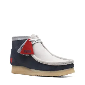 Clarks Originals Wallabee Boots Vcy Men's Navy Gray and Red Suede 26165077
