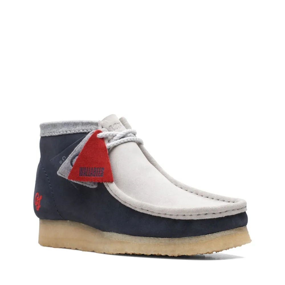 Clarks Originals Wallabee Boots Vcy Men's Navy Gray and Red Suede 26165077