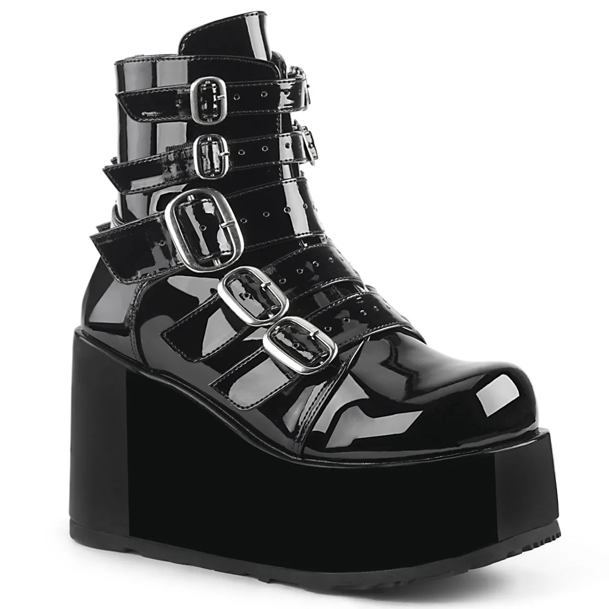 DemoniaCult Concord 57 Womens Platform Ankle Length Boots with Buckles