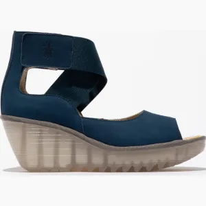 Fly London Women's YEFI473FLY Leather Strap Sandals Blue