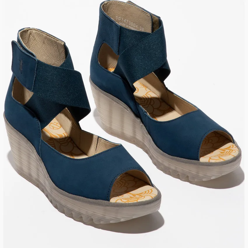 Fly London Women's YEFI473FLY Leather Strap Sandals Blue