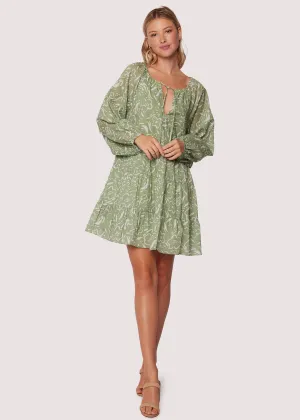 Green Saguaro Blooms Mini Dress
