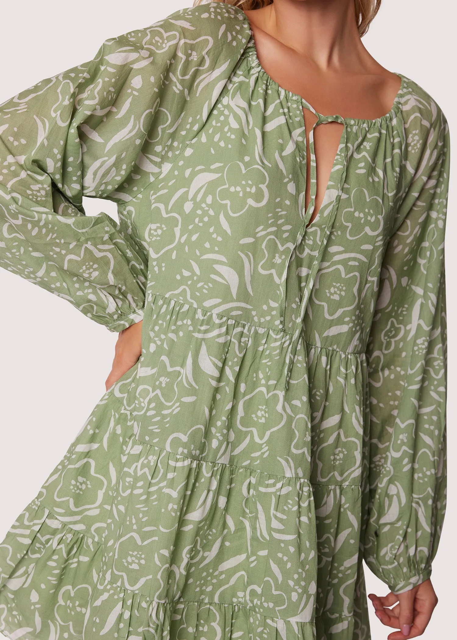 Green Saguaro Blooms Mini Dress