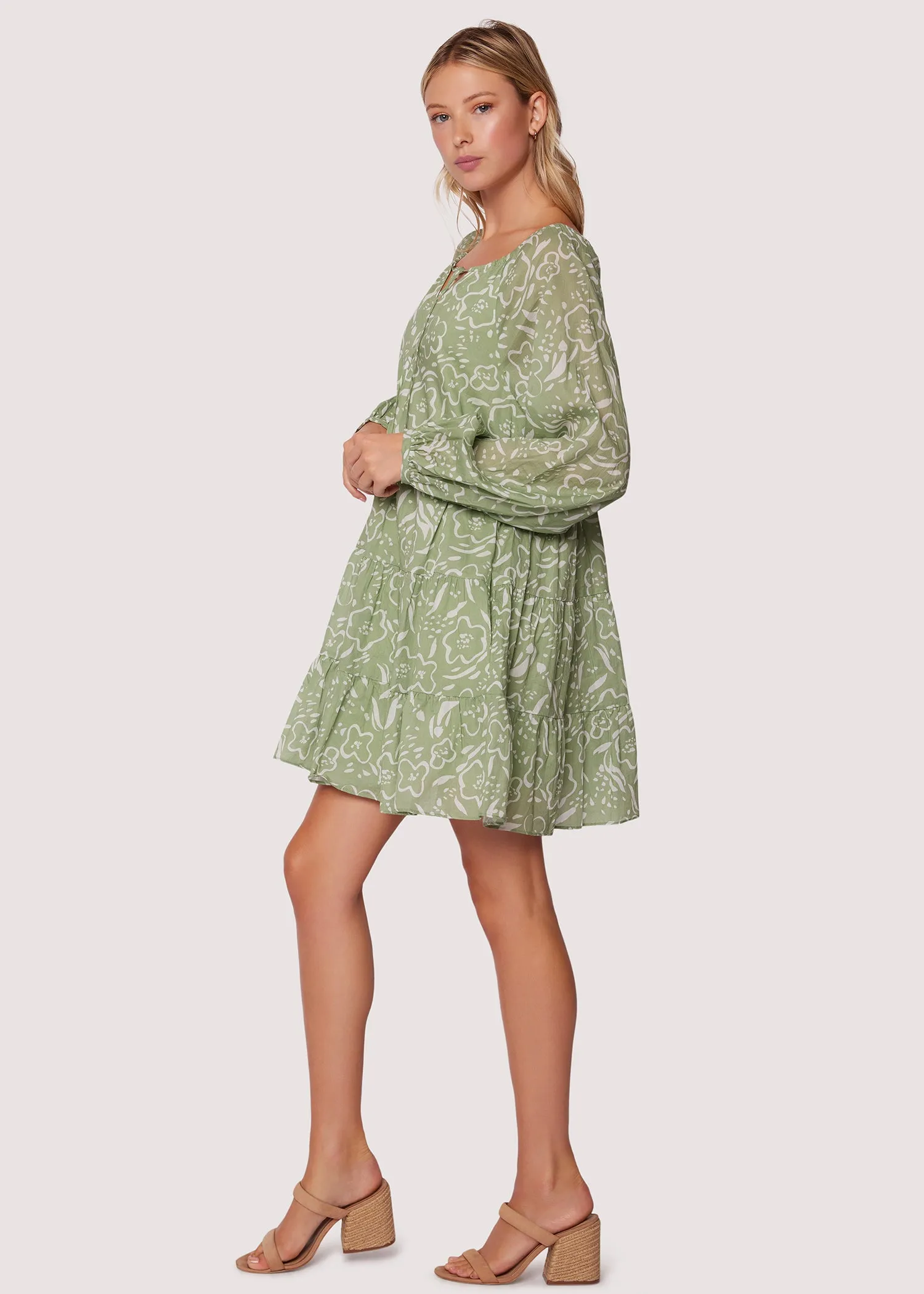 Green Saguaro Blooms Mini Dress
