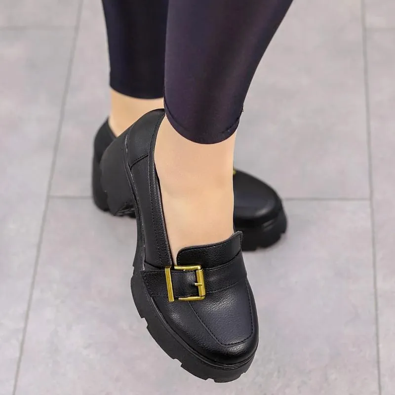 High Heel Leather Loafers