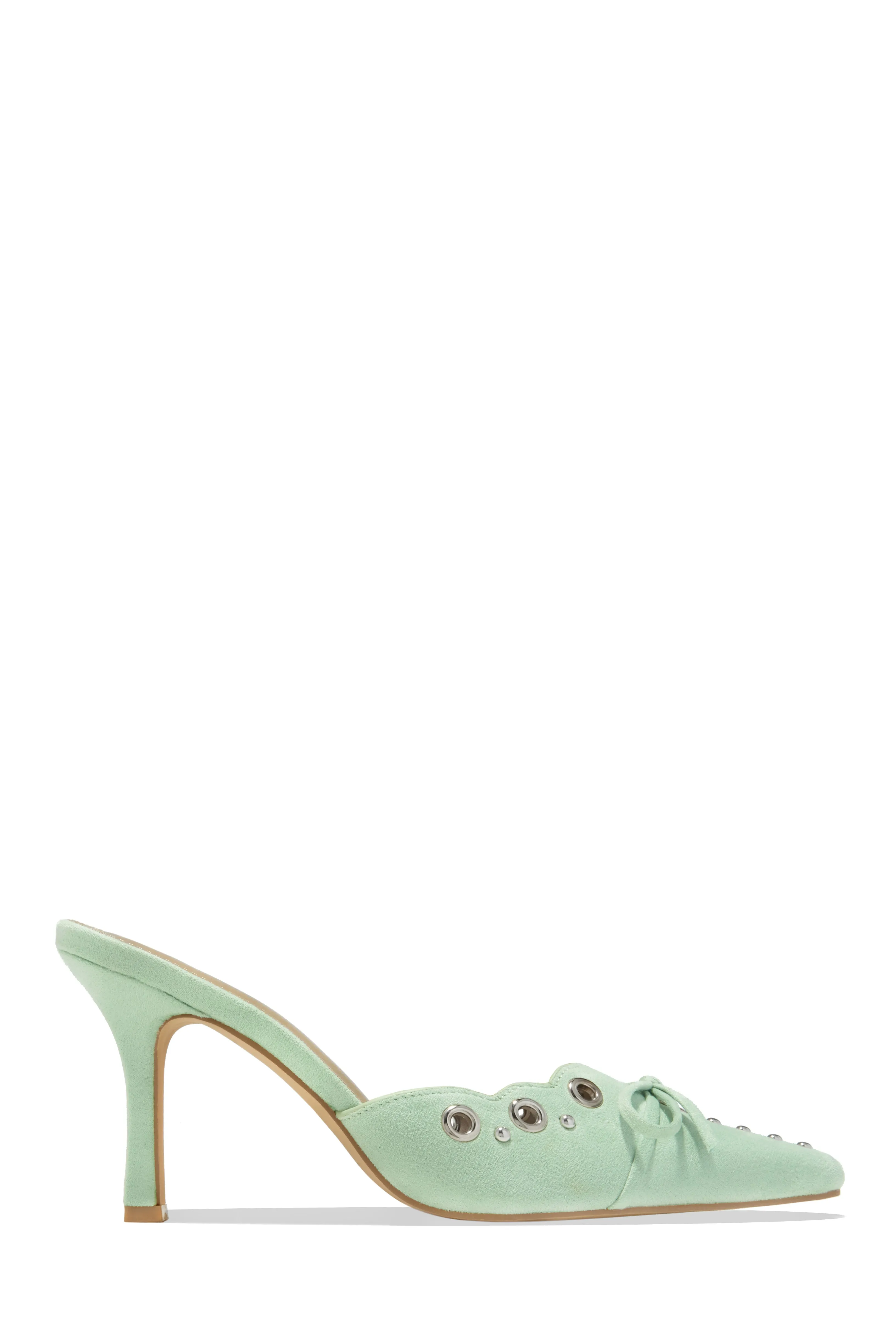 Jasmyn Mid Heel Mule Pumps - Red