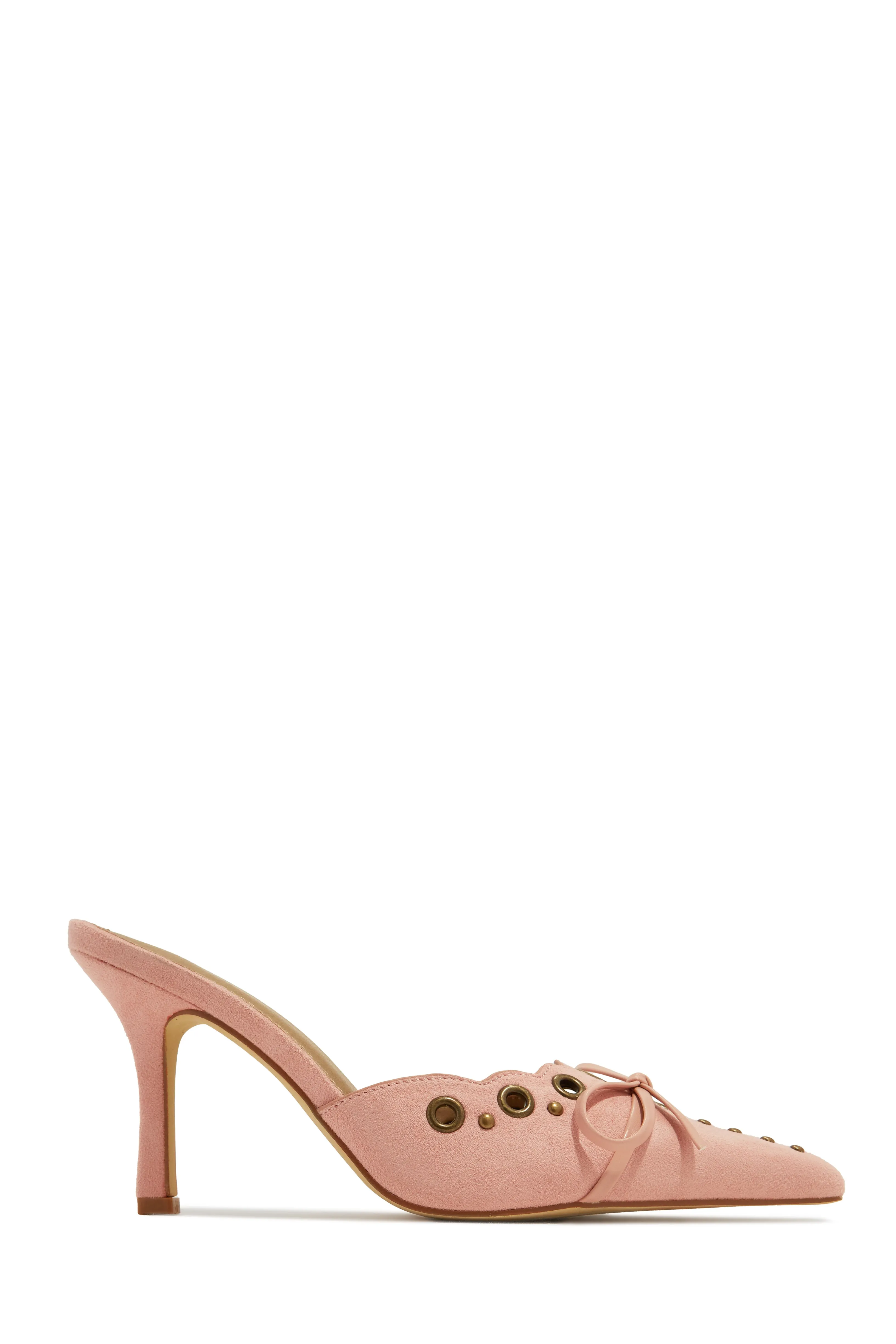 Jasmyn Mid Heel Mule Pumps - Red