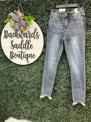 Judy Blue Shark Bite Hem Skinny Jeans