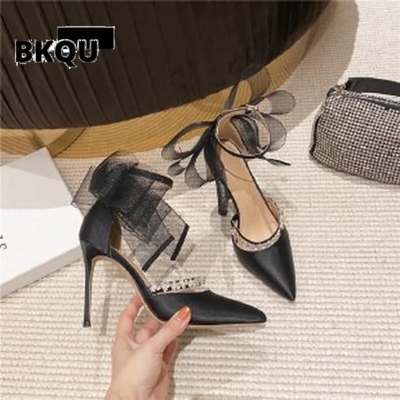 kamames 2022 New Women's Shoes Summer Bow Fairy Style Fashionable Niche Women's High Heels Sweet Stiletto Shoes
