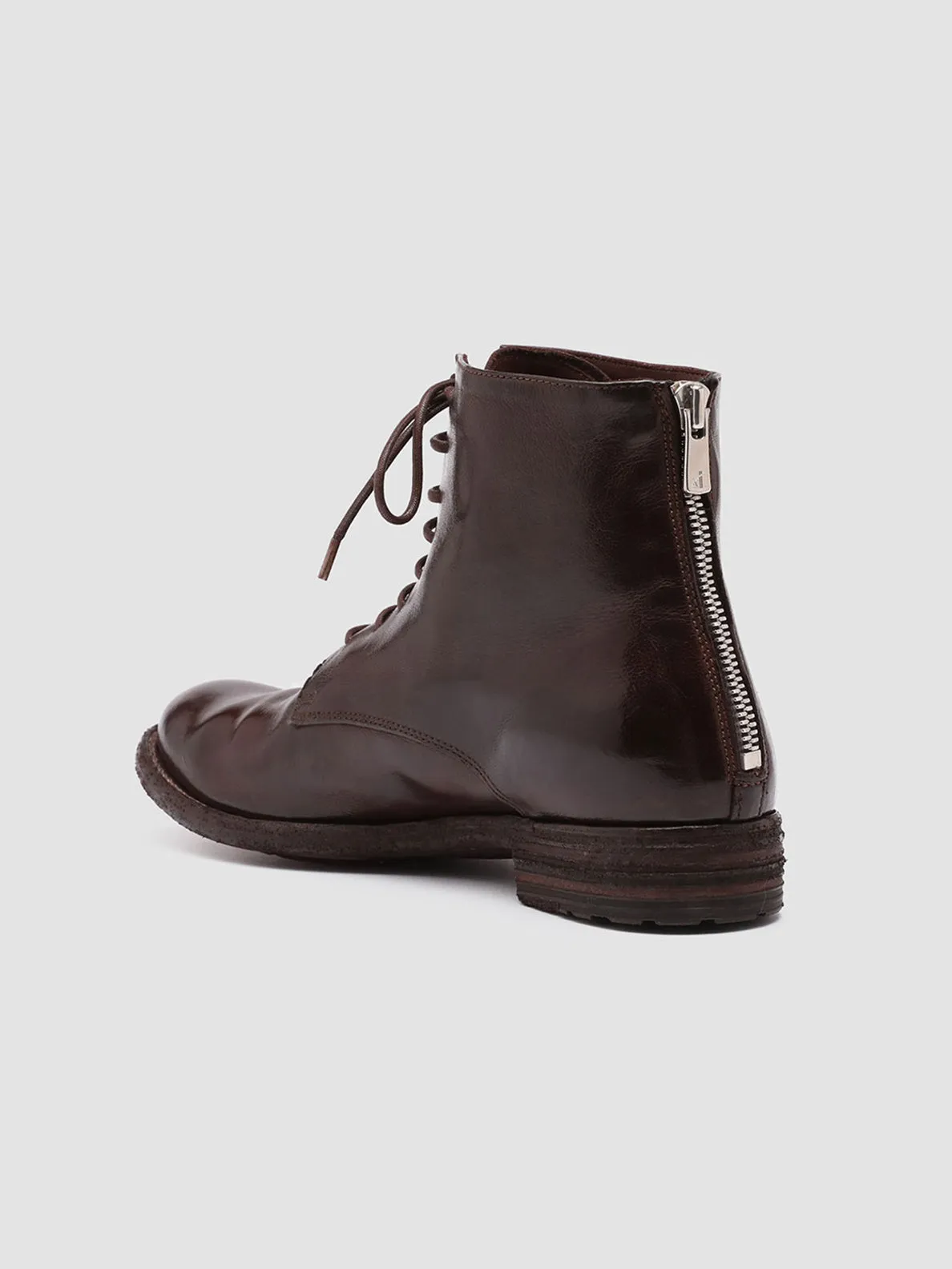 LEXIKON 123 - Burgundy Zipped Leather Ankle Boots
