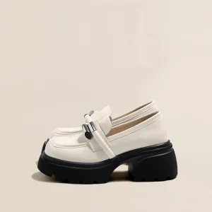 Muffin Thick Bottom High-heeled Loafers
