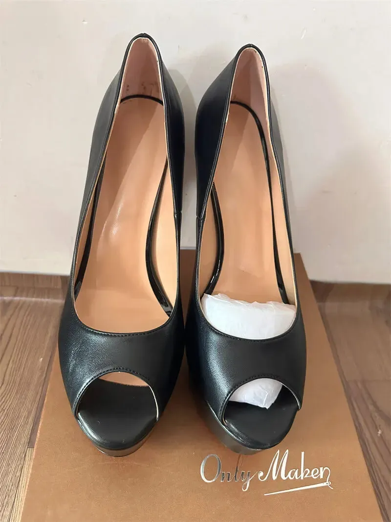 Onlymaker Peep Toe Platform Heel Pumps