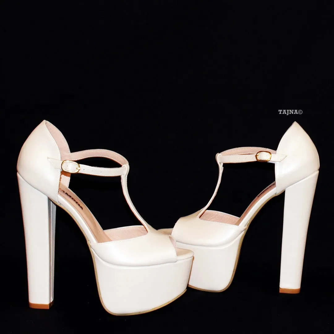 Peep Toe Mary Jane Chunky Platform Heels