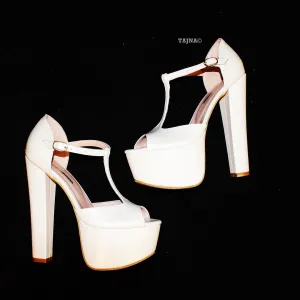 Peep Toe Mary Jane Chunky Platform Heels