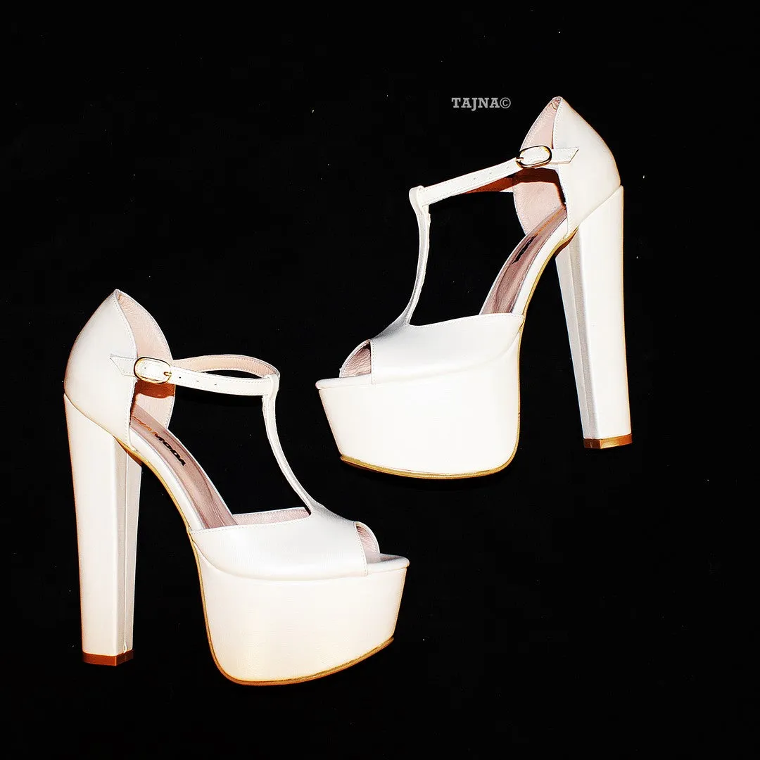 Peep Toe Mary Jane Chunky Platform Heels