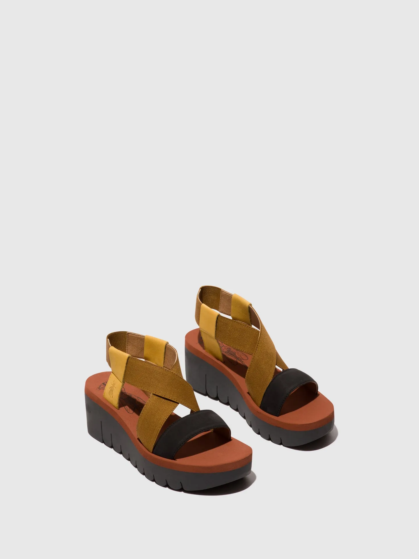 Sling-Back Sandals YABI922FLY BUMBLEBEE/CAMEL/BLACK