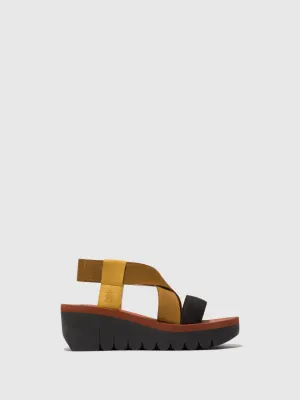 Sling-Back Sandals YABI922FLY BUMBLEBEE/CAMEL/BLACK