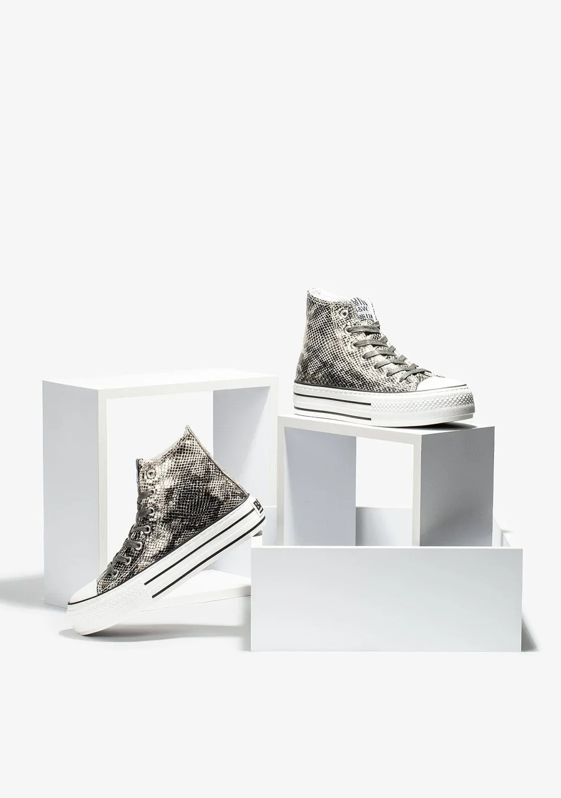 Snake Platform Hi-Top Sneakers