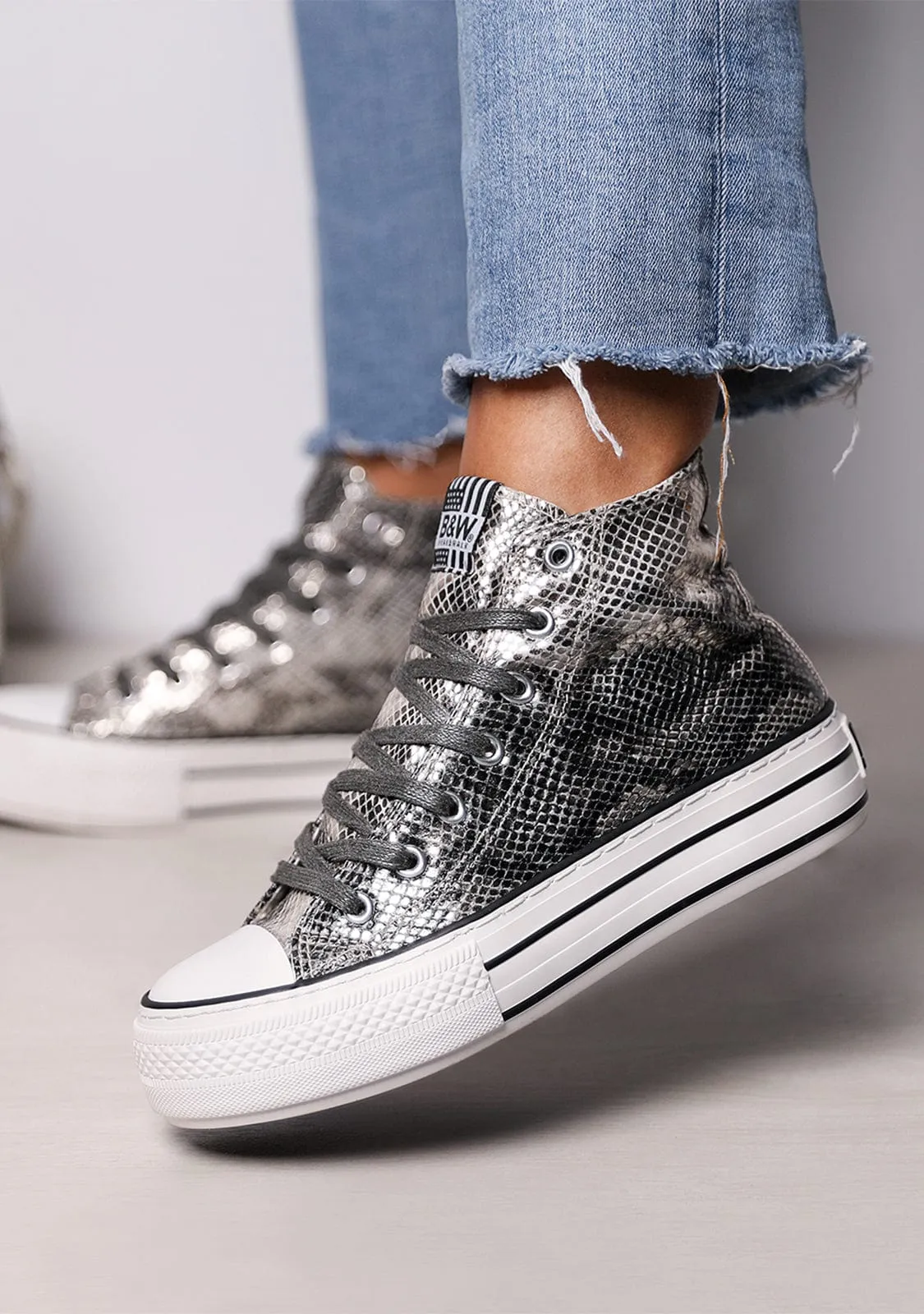 Snake Platform Hi-Top Sneakers