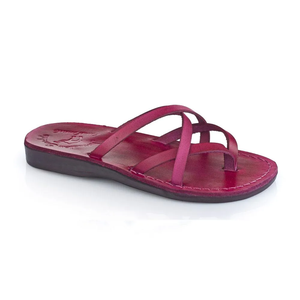 Tamar - Leather Strappy Flip Flops | Violet