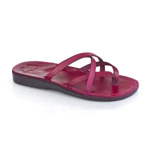 Tamar - Leather Strappy Flip Flops | Violet