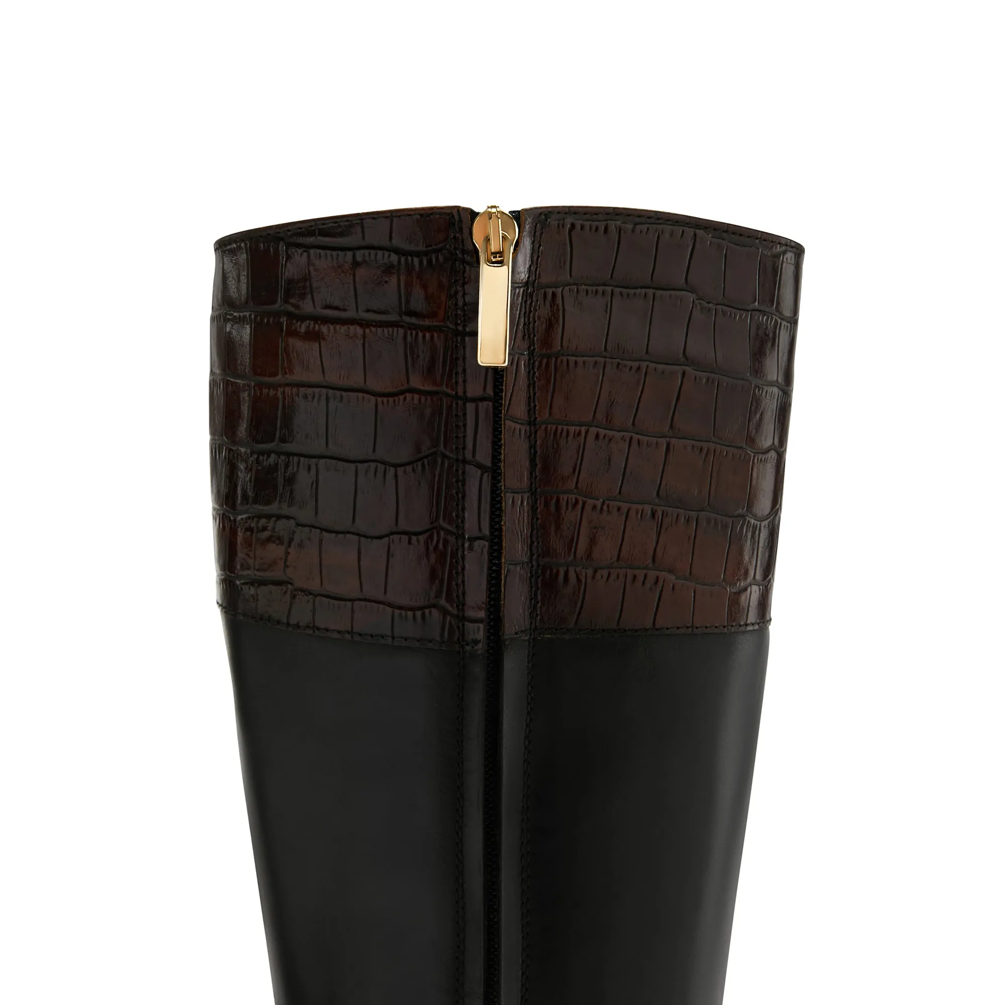Vendôme Iris black with brown calfskin leather boots