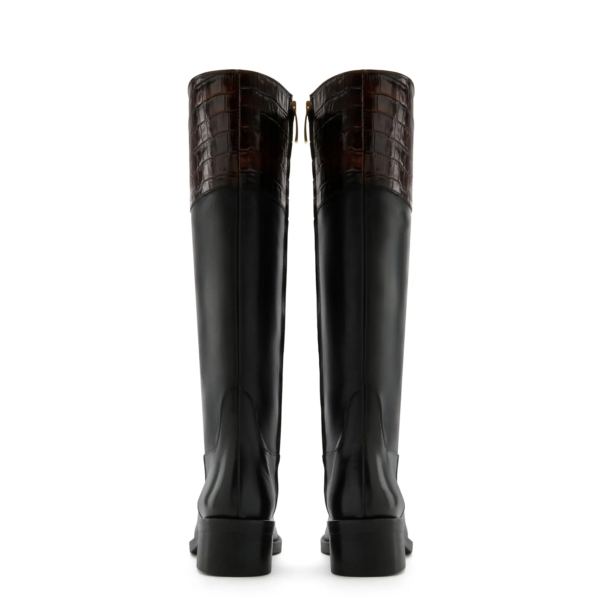 Vendôme Iris black with brown calfskin leather boots