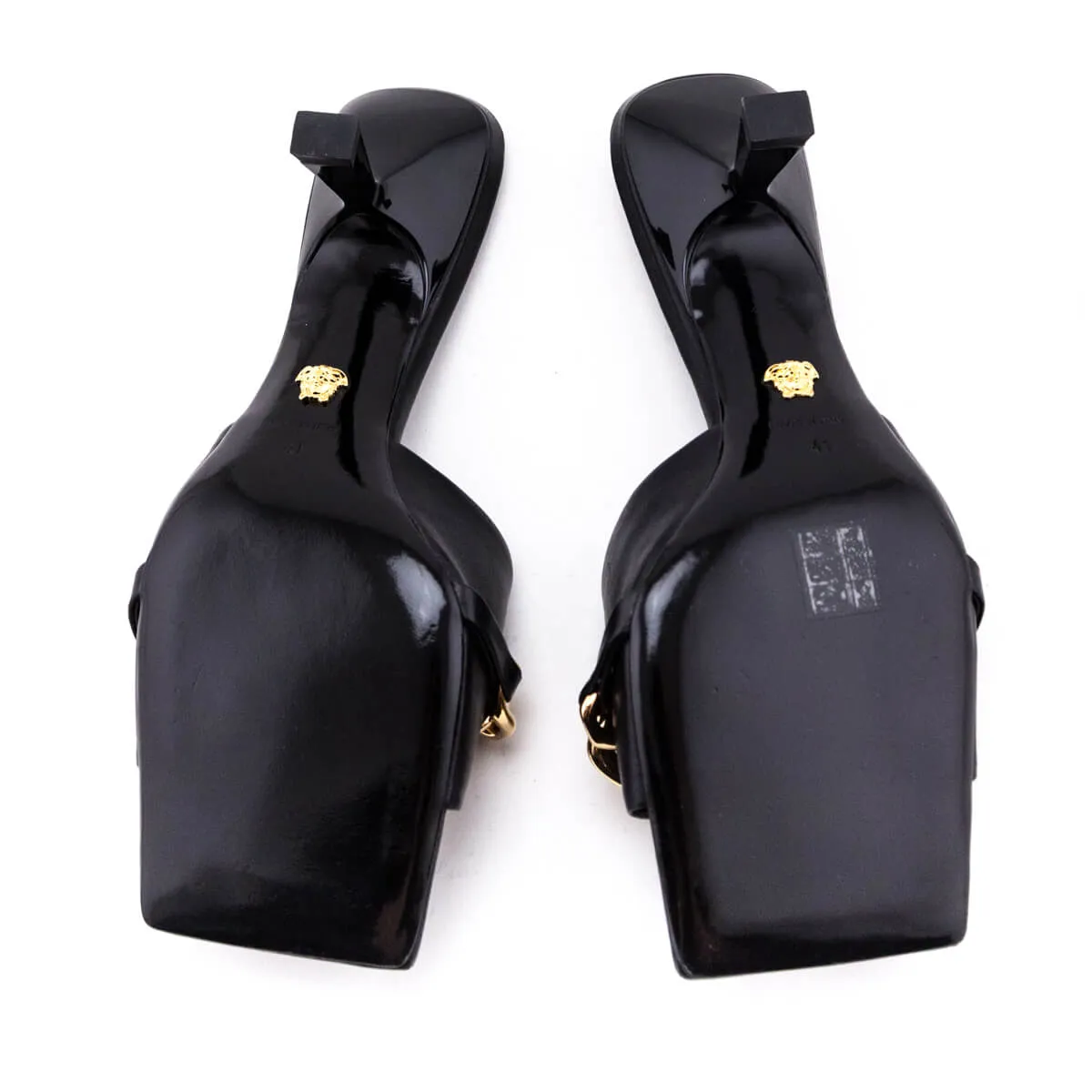 Versace Black Chain Link Slide Sandals Size US 11 | EU 41