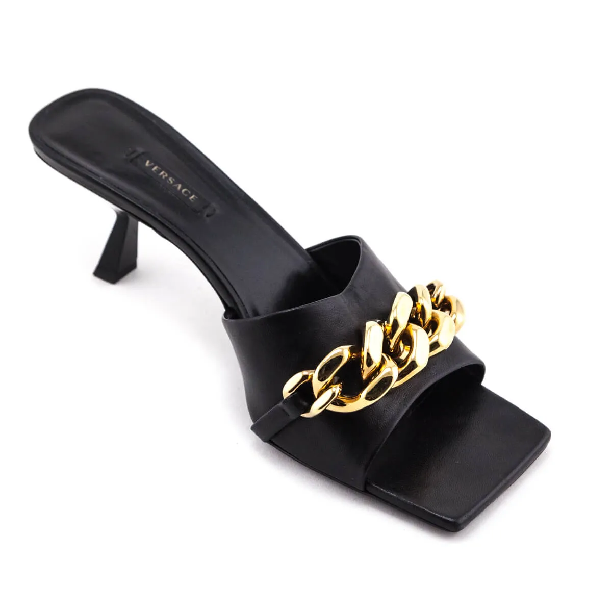 Versace Black Chain Link Slide Sandals Size US 11 | EU 41