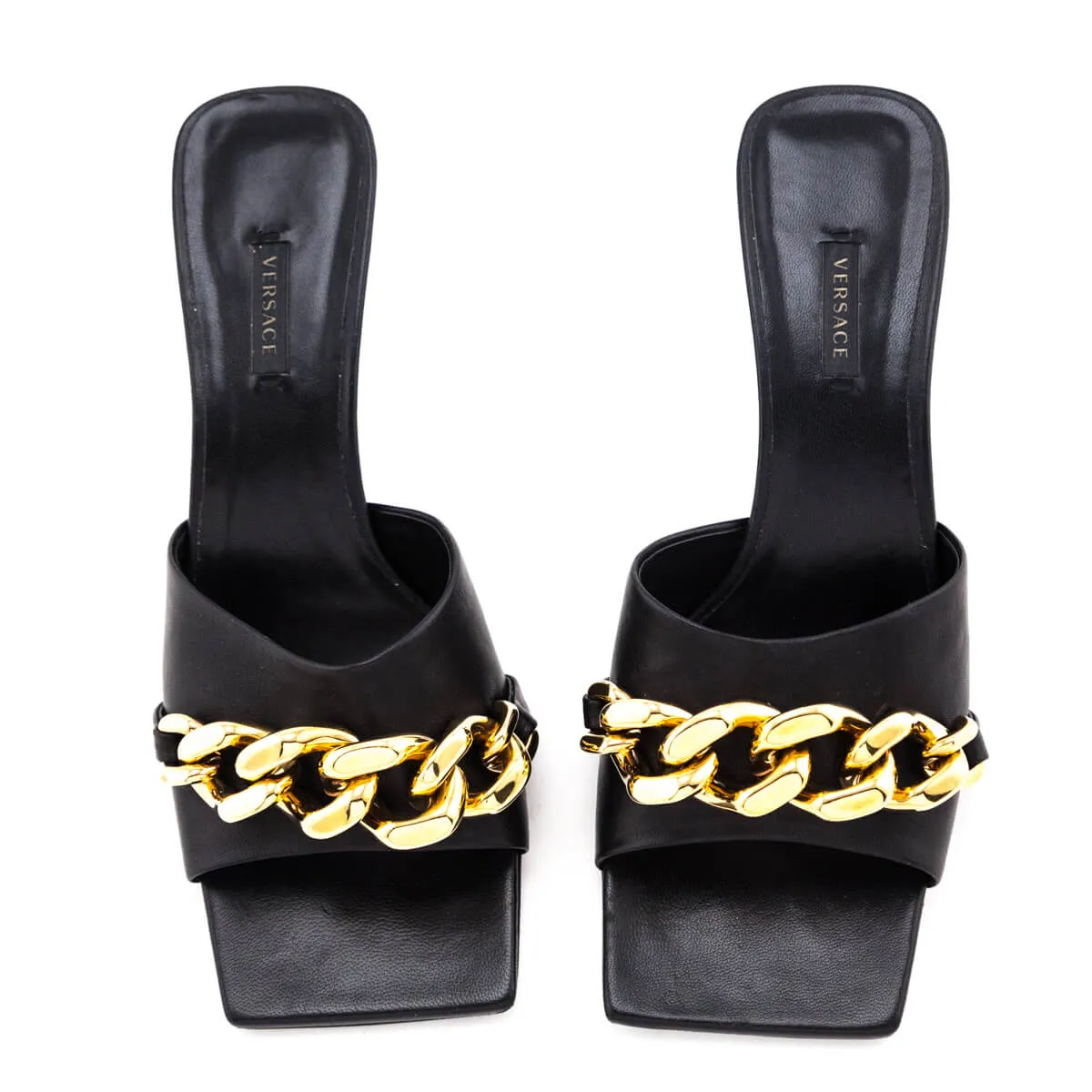 Versace Black Chain Link Slide Sandals Size US 11 | EU 41