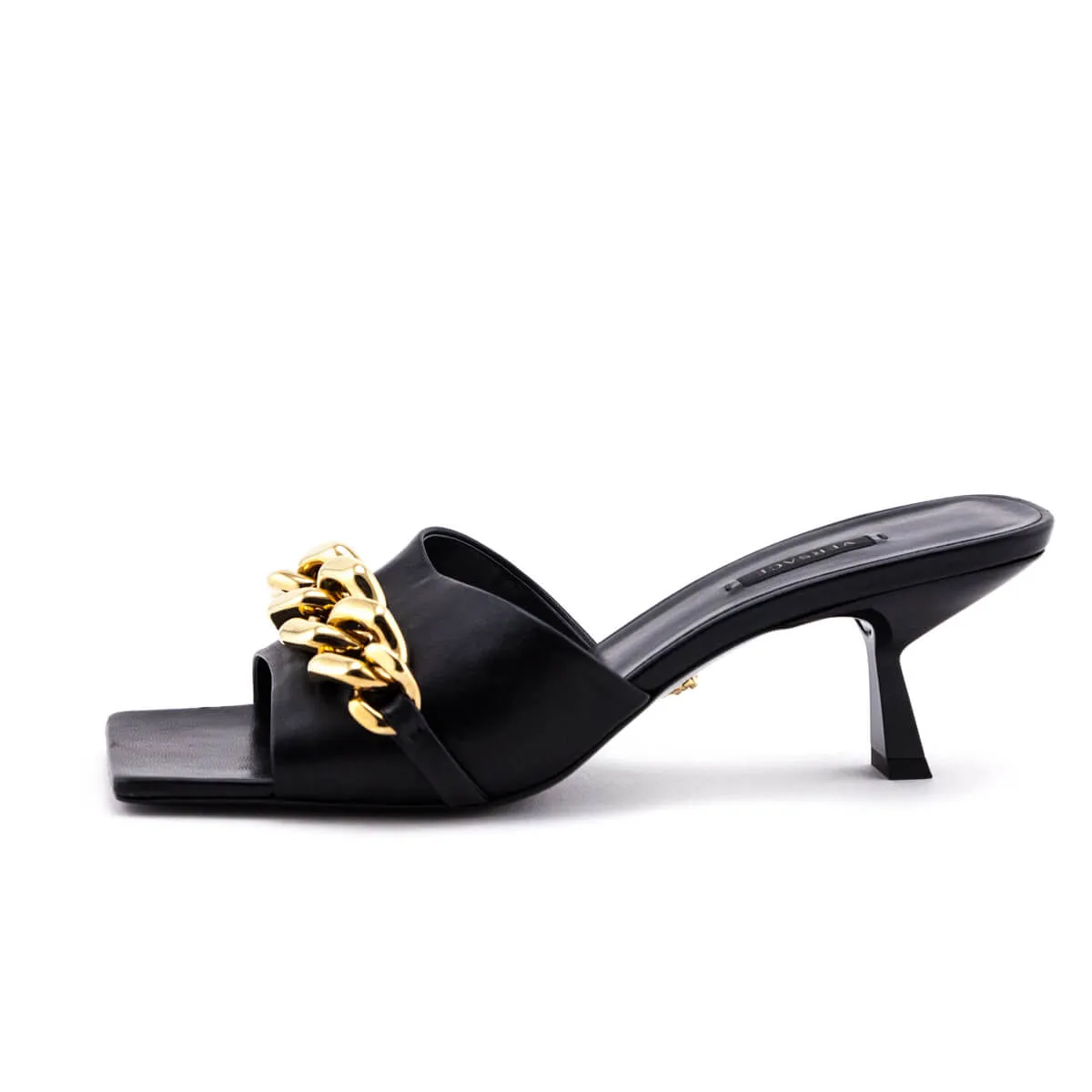 Versace Black Chain Link Slide Sandals Size US 11 | EU 41