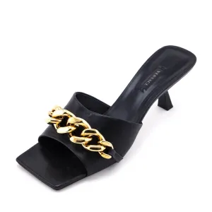 Versace Black Chain Link Slide Sandals Size US 11 | EU 41