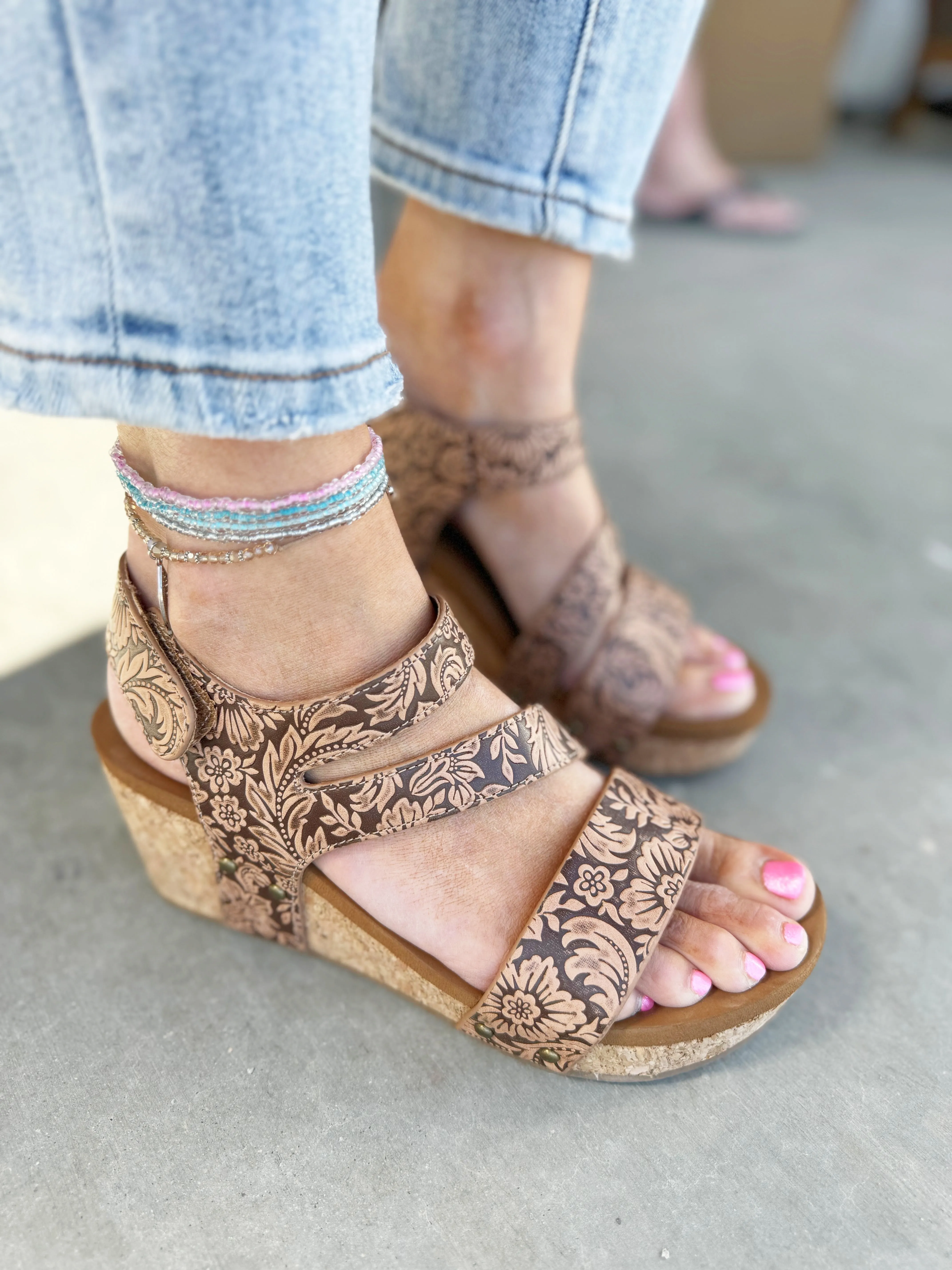 Very G Walking and Talking Casper Tooled Sandals in Nude (SALE)