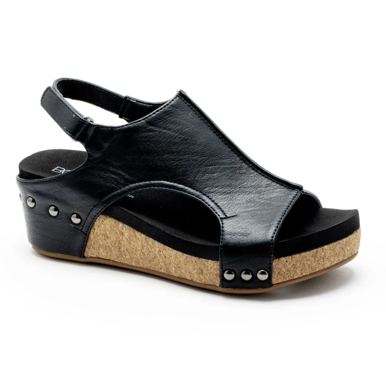 Volta ll Black Smooth Platform Wedge/Sandals