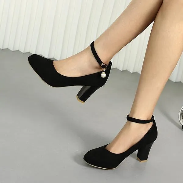 Women's Fashionable Suede Buckle Work Pumps 42975301S