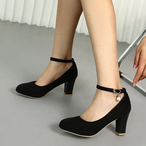 Women's Fashionable Suede Buckle Work Pumps 42975301S