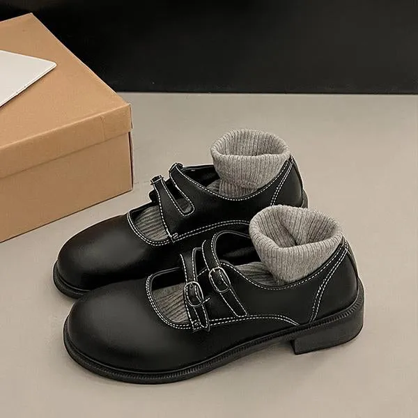 Women's Retro Buckle Block Heel Mary Jane Shoes 12606807S