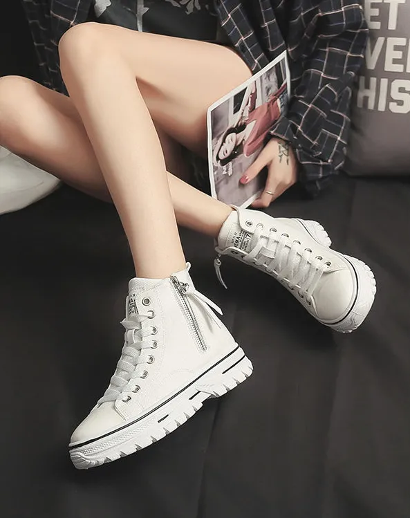 xiangtuibao    Autumn New Style Women Casual Shoes Platform Sneakers PU Leather Shoes Woman High Top White Shoes Tenis Feminino  A1-204